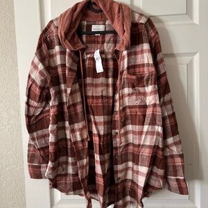 American Eagle Outfitters Plaid Jacket - Terracotta and Cream